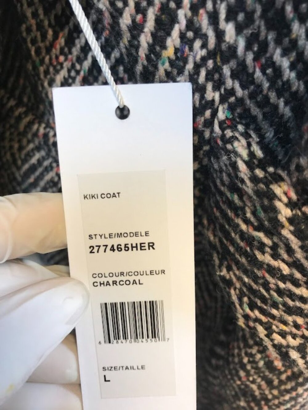 NWT Ronny Kobo Women's Kiki Charcoal Herringbone Coat Large - Picture 3 of 9